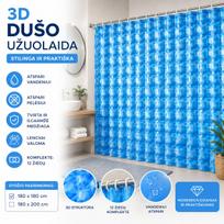 3D Dušo Užuolaida MĖLYNA