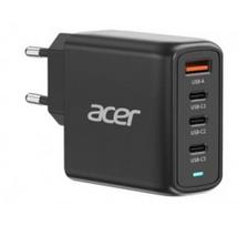 Acer 100W PD GaN Charger, 3 x USB C and 1 x USB A, EU Plug, 100W USB-C cable, Black, Retail Pack