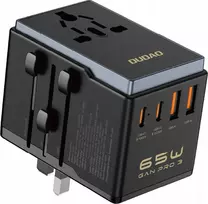 „Dudao“ kelioninis adapteris A65Pro 65 W (ES / JAV / Japonija / Australija / Jungtinė Karalystė), 2x USB-C, 2x USB-A – juodas
