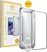 „Mobile Origin“ stiklas „Yellow“ skirtas „iPhone 16 Pro“ su patogiu uždėjimo įrankiu