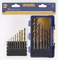 „Irwin“ grąžtų rinkinys, 15 vnt. HSS TiS 1,5 mm, 2 mm, 3,5 mm, 4 mm, 4,5 mm, 5 mm, 5,5 mm, 6 mm, 6,5 mm, 7 mm, 8 mm, 9 mm, 10 mm IW3038501