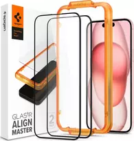 Spigen Glass tR AlignMaster 2 Pack, FC Black - iPhone 15 Plus