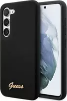 „Guess“ silikoninis dėklas su metaliniu logotipu – „Samsung Galaxy S23+“ dėklas (juodas)