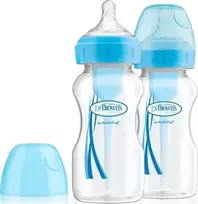„Dr. Browns“ kūdikių maitinimo buteliukas su plačiu kakleliu „Options+“, mėlynas, 0 mėn. ir vyresniems, 270 ml, 2 vnt. (WB92602)