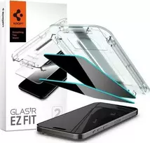 „Spigen“ grūdintas stiklas „Spigen Ez Fit“, 2 vnt. rinkinys, skirtas „iPhone 15 Pro“, su privatumo apsauga „Braders“