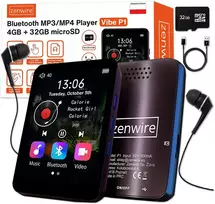 Nešiojamas grotuvas su MP3, MP4, „Bluetooth“, FM radiju, diktofonu, SD kortele ir ausinėmis, 36GB