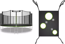 Sodo batutas „Zipro Jump Pro“ su išoriniu tinklu, 16 pėdų (496 cm) + taiklumo kilimėlis