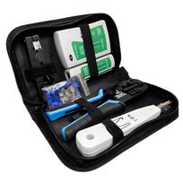 Tinklo įrankių rinkinys 5-in-1: RJ45 testeris, replės, įspaudiklis, striperis, dėklas