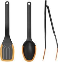 Fiskars - FunctionalForm Kitchen Set of 3 Pieces - Palette, Spoon & Tongs - Essential Cooking Utensil Kit