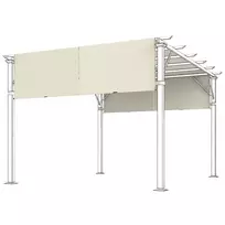 Apsauginis stogelis pergolei su UV apsauga, tentas nuo saulės terasos stoginei 3 x 3 m paviljonui, kreminės baltos spalvos