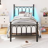 Metalo lovos rėmas, LED apšvietimas, USB, 90x200 cm