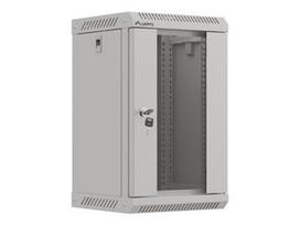 LANBERG Rack Cabinet 10 inch wall-mount 9U 300x300 with glass door grey flat pack