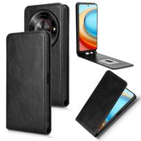 Odiniai atverčiami dėklai ZTE Blade A75 5G / Nubia Focus / Nubia Calf į viršų ir žemyn atverčiamas dėklas PU oda Patvarus apsauginis dėklas for ZTE Blade A75 5G juoda