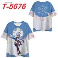 Men's Genshin Impact One Piece Game Short Sleeve Zhongli 3D Printed T-shirt S gray