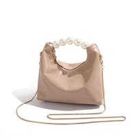 Aukštos klasės perlais puošta rankinė moterims, mini grandinėlė, vieno peties, crossbody, maža rankinė, koldūnų rankinė chaki