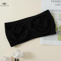 Bekeliai patogus belaidis liemenėlė-vamzdelis be kaušelių, paslystantis bandeau braletis, vamzdelio tipo viršus one size juoda