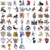 60 Medieval Knight Graffiti Stickers Decorate Guitar Laptop Suitcase DIY Waterproof Stickers gray