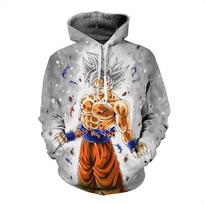 Ultra Instinct Super Saiyan Goku Printed Men's Fashion Long Sleeve Hoodie Ball Z Sweatshirt XXS