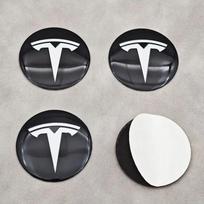 Automobilio lipdukas Tesla 4 vnt. 56 mm Juodas Baltas Tesla dangtelis Ratlankio centrinis dangtelis Logotipo lipdukas Tesla Model 3 Y S X Automobilio lipdukas C