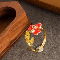 Dripping Flower Open Ring Female, French Elegance Light Luxury Fashion High Sense Adjustable Ring Accessories Gift Adjustable opening