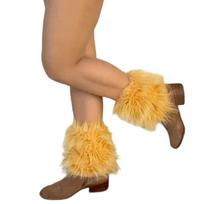 Women Furs Leg Warmer Winter Furry Long Boot Cuffs Fuzzy Shoe Cover Party Costume for Holiday Festival Performances Play