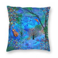 Play Your Horn Loudly Blue Night Square Pillowcase Polyester Linen Velvet Printed Zip Decorative Room Cushion Cover 30x30cm 12x12in