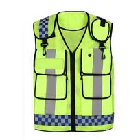 Daugiafunkcinė atspindinti eismo saugos liemenė statyboms ir kelių apsaugai Fluorescent Green