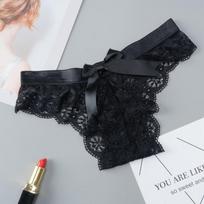 Lady Amazing Lingerie Lace G String Apatiniai trikotažai Moteriški seksualūs madingi stringai Moteriškos nugaros lankelis permatomos kelnaitės L juoda