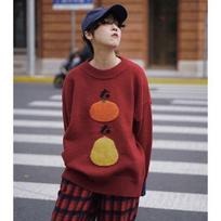 Japanese Lazy Style Korean Cute Round Neck Pullover Fall Loose Casual All-match Outer Jacket Trend XXXL raudona