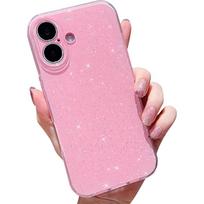 Rožinis mielas blizgantis dėklas, skirtas iPhone 16 Pro Max 15 Plus 14 13 12 11 X XS XR SE 2022 2020 7 8 16Pro Sparkly Shiny Girly Moterų mergaitiškų telefono dangtelių priedai For iPhone 16 rožinė