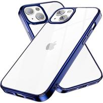 Dėklas - PROSHOP® - skirtas iPhone 13 mini - Minkštas silikonas - Chromuotas rėmelis - Itin plonas mėlyna