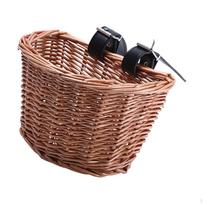 Bike Wicker Basket Bicycle Cargo Rack Bag Multi Purpose with Adjustable Straps Handlebar 20cmx14cmx13cm