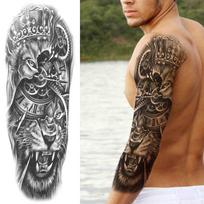 Laikinos visos rankos tatuiruotės rankovė vyrams Moterims tikroviškos netikros tatuiruotės kario liūto tigro gėlės tatuiruotės lipdukas juodas totemas maorių