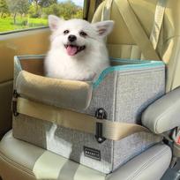 Petsfit Šunų Automobilinė Sėdynė Mažam Šuniui Dvigubo Stabilumo Dizainas Sėdynė Keleivio Sėdynei ir Galinei Sėdynei M, Lova, [Reguliuojamas Aukštis], Stabilus, Kompaktiškas, Apsauga Nuo Šokinėjimo, pilka spalva