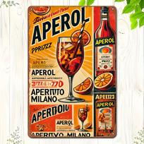 Vintažinis metalinis „Aperol Spritz“ ženklas Retro sienos menas Geležinė dekoracija Barui, Kavinei, Virtuvei Meno naujovė Dovana su klasikiniu kokteiliu aluminum 20x30cm
