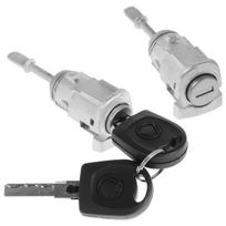 Automobilio priekinių durų spynos cilindras su 2 raktais Automobilio priekinio vairuotojo keitimo remonto komplektas Durų spynos cilindro cilindras, skirtas Golf 4 Mk4 sidabras