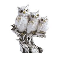 Owl Family Resin Figurines, Rustic Tree Branch Animal Statues, American Country Home Decor for Living Room TV Stand Bookshelf Bedroom, Unique A balta