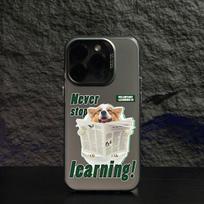 Color silver ins wind applies to Apple 16/13/12 mobile phone case matte XSMAX15pro new learning puppy Apple x