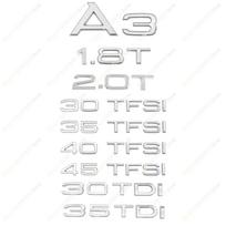 ABBD1 3D Chromuotas Juodas 45 40 35 30 TFSI 30 35 1.6 TDI 1.8 2.0 T ABS Emblema A3 Serijos Automobilio Bagažinės Stiliaus Lipdukai Ženkliukas Lipdukas A3 1.8T sidabras