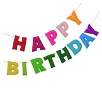 Pre-Strung Happy Birthday Banner Reusable Felt HAPPY BIRTHDAY Garland Colorful Rainbow Party Decoration for Party Supplies Kids Room Decor Photo Prop A