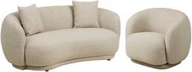 Sofa House Nordic Sofos ir poilsio kėdės komplektas, 190x96x74 cm, smėlio spalvos, poliesteris