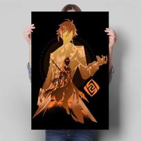 „Genshin Impact“ žaidimo plakatas „Zhongli HuTao Xiao Keqing“ drobės tapyba Miegamojo sienų menas Dekoravimo elementai Namų dekoras Estetinė dovana 21cm×30cm NoFrame