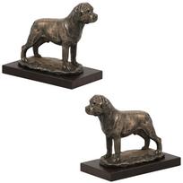 Rotveileris, Rott, Rottie I - šunų statula, figūrėlė biurui, trofėjus šunų parodai, prekės ženklo Art-Dog ruda