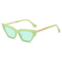 Fashion Cat Eye Jelly Green Purple Sunglasses Women Retro Chain Decoration Shades  Trending Women Gradient Sun Glasses