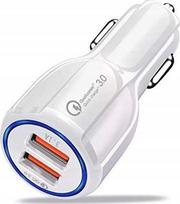 Automobilinis įkroviklis 2xusb, 20w, Baltas, Fast Charger 3.0