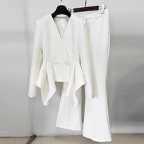 High Street Fashion Elegant Ruffled Top & Flare Pants Set 2026 Large balta