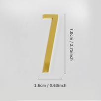 Golden Door Number with Backing Adhesive 7cm Metal House Number Apartment Door Number for Outdoor Hotel Home Mailbox Label Self-Adhesive