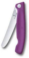 Sulankstomas Victorinox Swiss Classic 6.7835.FC1 peilis pica ir kepsniams, dantytas, violetinis