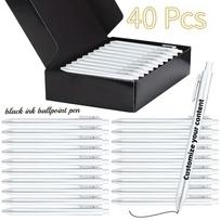 Custom 40pcs Luxury Ballpoint Pen Set with Black Gift Box Retractable Black Ink Laser-Engraved Text, Smooth Writing Pen 10/40pcs