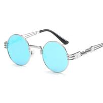 Hippie Steampunk Sunglasses With Durable Metal Frame And Polycarbonate Lenses** Silver+Blue